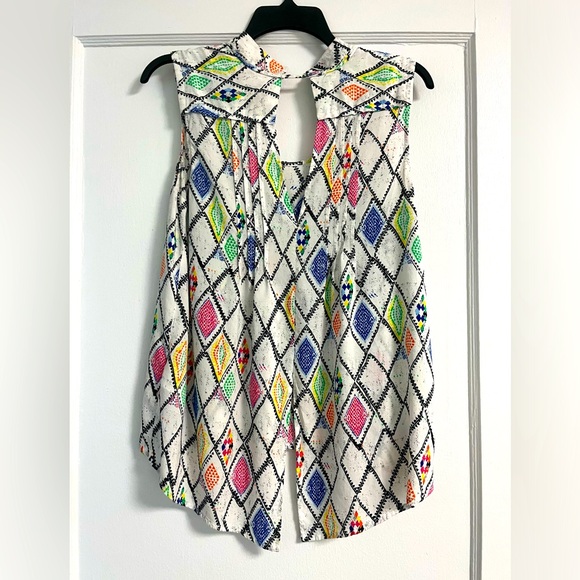 Plenty by Tracy Reese - Diamond pattern Hi Lo sleeveless top - size small - Picture 3 of 7